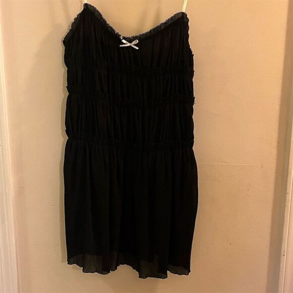 Zara Women's Black Mini Dress with Bow Size L Party Cocktail Romantic Goth NWT - Picture 2 of 11